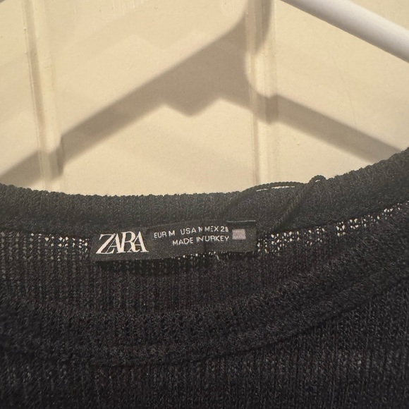 Zara Black Mesh Long Sleeve Sweater NWOT - Picture 3 of 5
